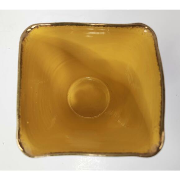 Vintage Italian Pottery Vase – Hand Painted Apple & Leaves – Speckled Yellow - Picture 5 of 8